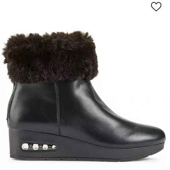 Dkny Abri Black Fur Bootie Ankle Boots - Picture 2 of 5